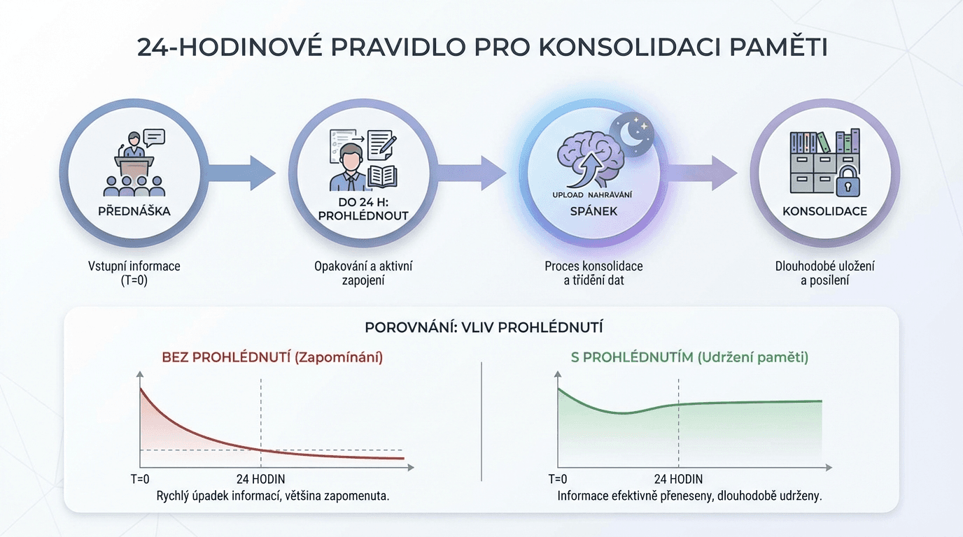 Ebbinghausova křivka zapomínání s efektem opakování