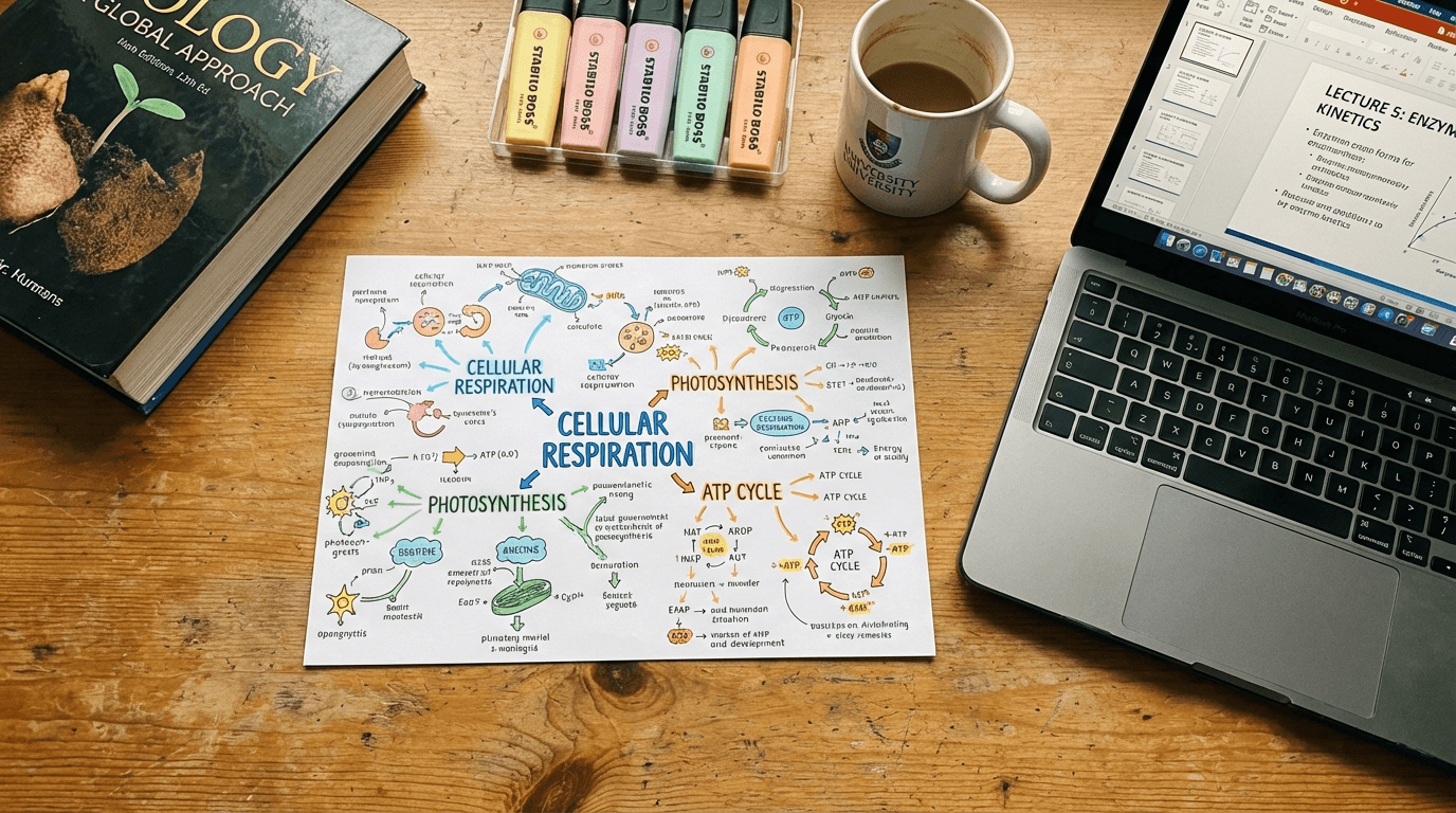 Barevně kódované poznámky s diagramy a sketchnotes
