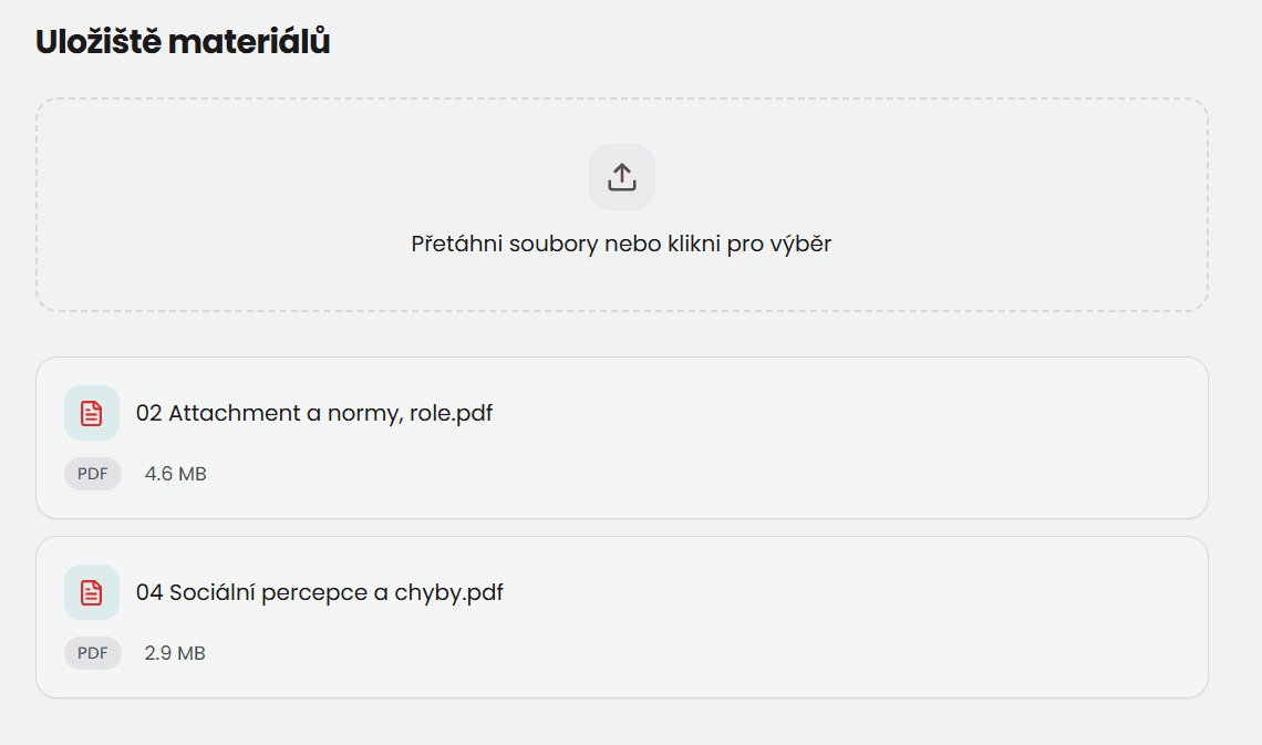 Nahrávání materiálů do Uložiště