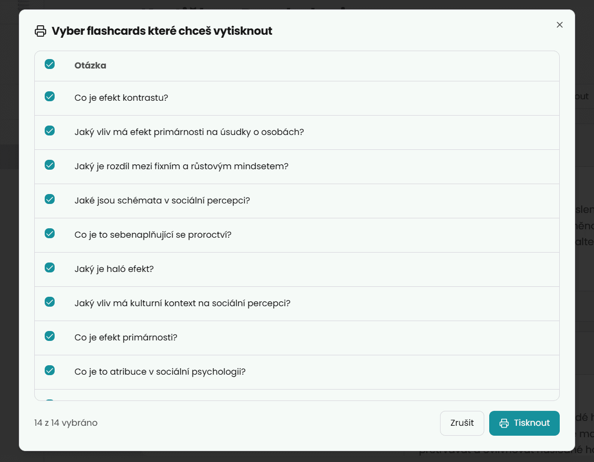 Výběr otázek z flashcards pro tisk