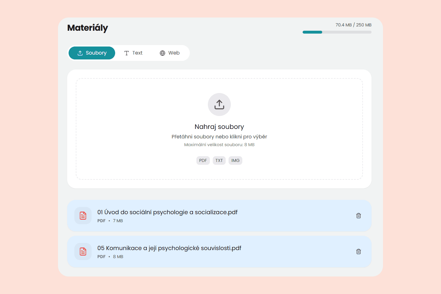 Upload study materials