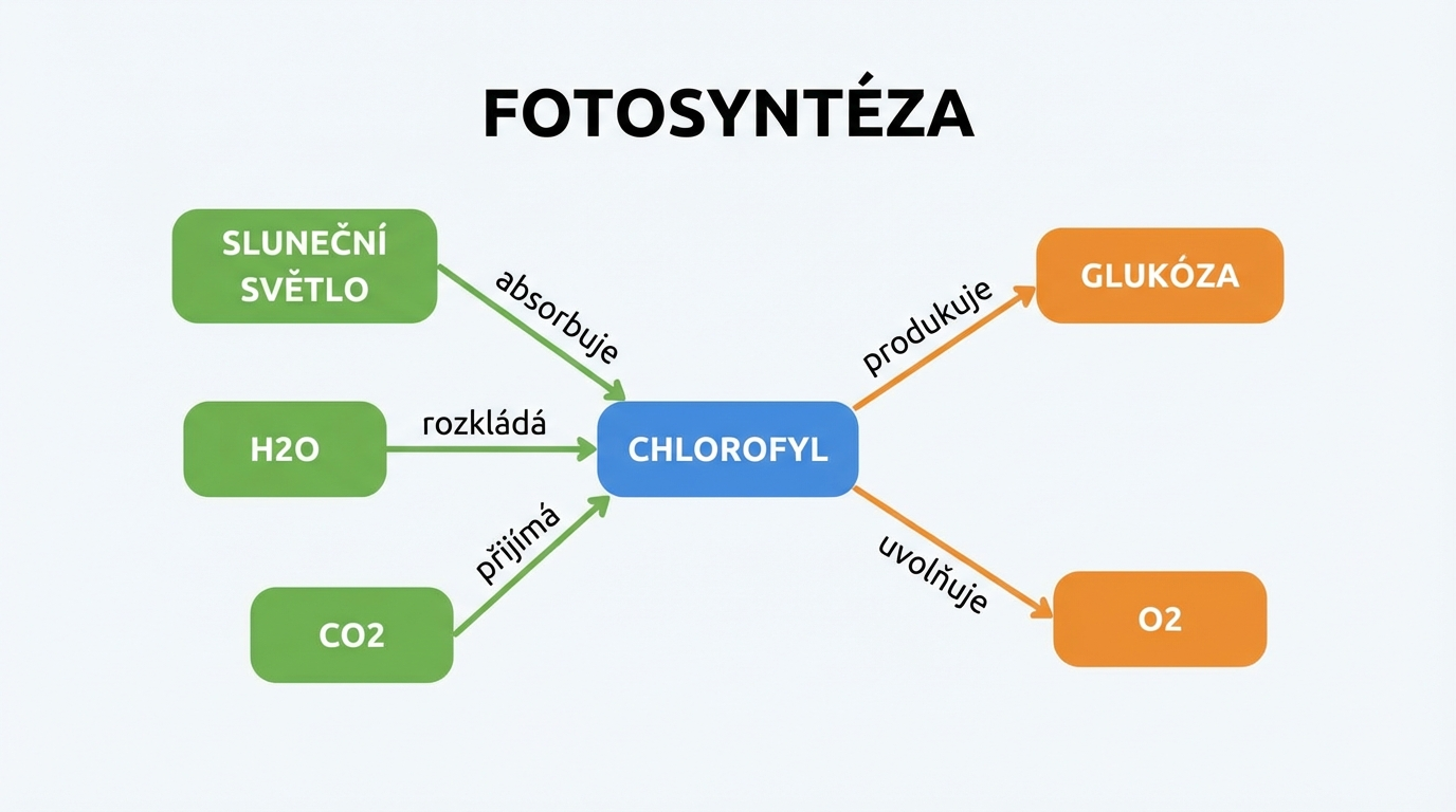Čtyři typy diagramů: myšlenková mapa, konceptová mapa, vývojový diagram a hierarchie